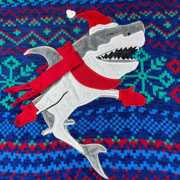 Blizzard Bay Santa Shark wearing Mittens Sm Holiday Sweater Ugly Christmas Funny - Picture 3 of 13
